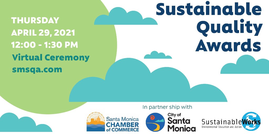 sustainablework's tweet photo. Did you know that the SQA 2020 winners will be honored in 2 weeks?!  More info and tickets: https://t.co/fj20Dyf1QT
#smsqa
#smchamber
#sqa2021
 @santamonicabiz @SustainableSM @BUYLOCALSM https://t.co/qxbH9Hdqvb