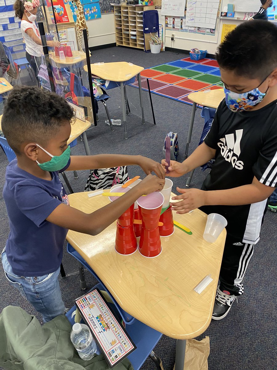 AcademyMonroe's tweet photo. 1st graders culminating a math lesson with a little bit of hands on STEM activities. https://t.co/9zcEr4VbNO