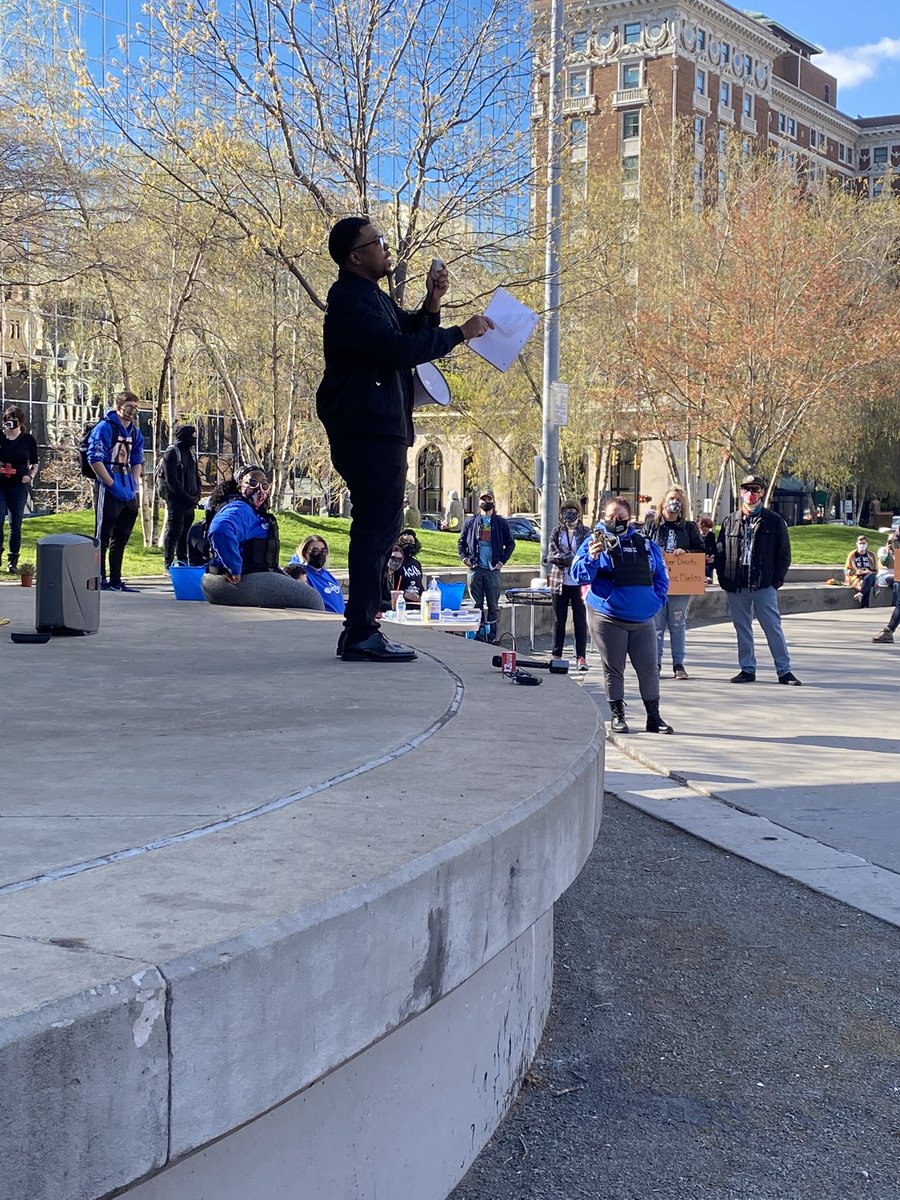 Crowds gather at Rosa Parks Circle for a call to action event seeking justice for Daunte Wright.

“Justice won’t come from the will of the oppressor. Justice will come from the will of the oppressed,” this speaker said in a call for unity.