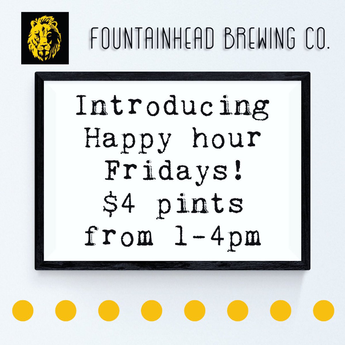 🥳 TGIF and we’ve got happy hour until 4! 
Get $4 pints every Friday from 1-4pm. Cheers 🍻 #sacfountainhead