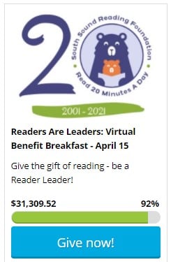 Wow, thank you Nancy Pearl and everyone who attended Readers Are Leaders! You've helped us raise over $30K so far and the gifts are still coming in - thank you for investing in our local kids! 
See a recording of yesterday's event and make a gift:
southsoundreading.org/.../readers-ar…