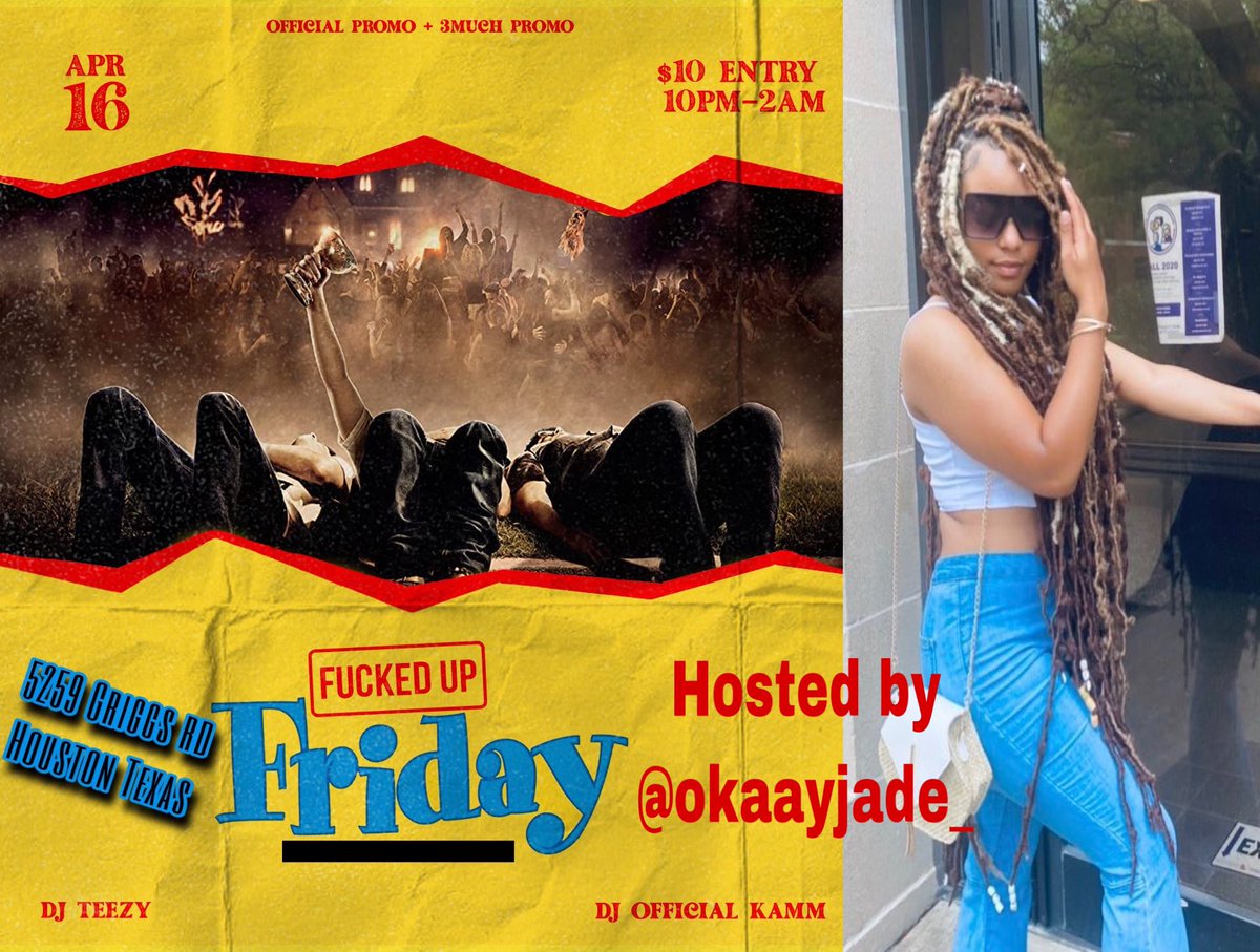 csmoove41's tweet photo. We up tonight at #Fuckedupfriday

* free 15 gallon of 3 live punch 

*free shots all night 

* 10 mins from tsu 

@DjofficialKamm @_DJTeezy @2016Joshua @FamousassChris Going have y’all lit all night no cap 

Tonight about to be crazy early arrive mandatory ❗️❗️ https://t.co/iSBtEc71ye
