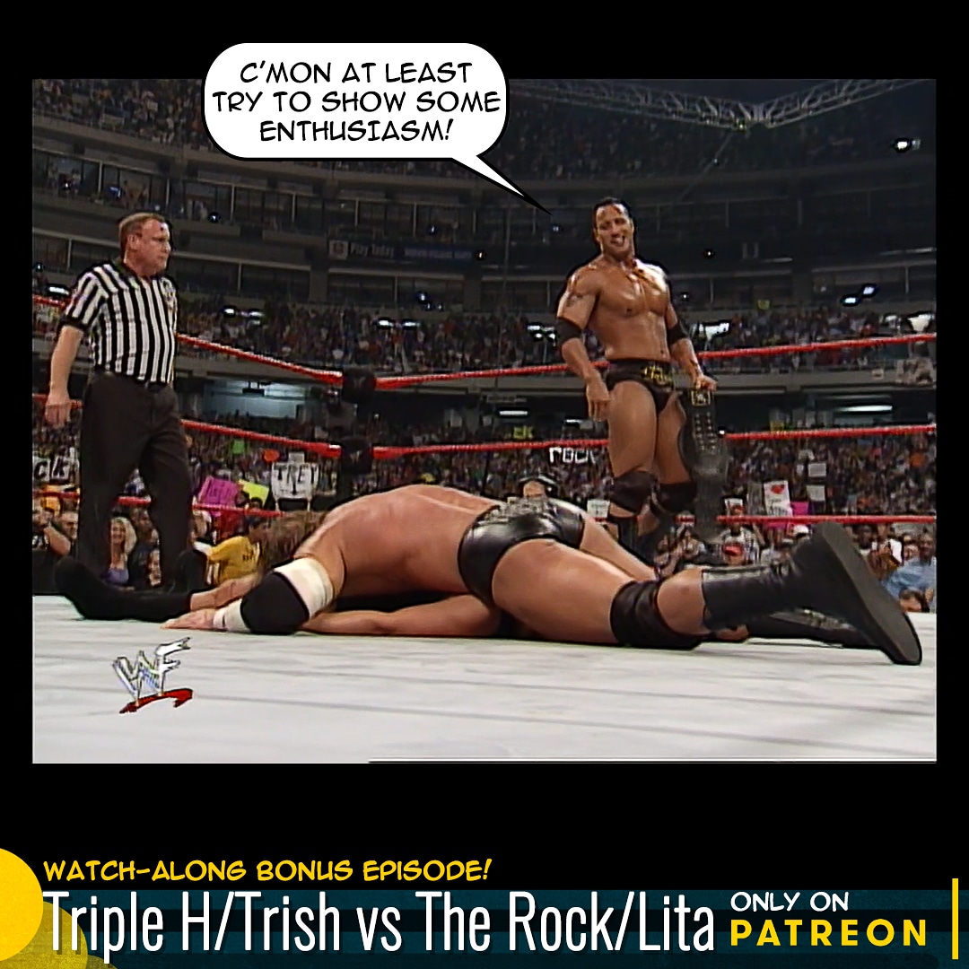 This WatchAlong exclusive to our Patreon is packed w/ drama! Going back to WWE in the year 2000, Triple H & Trish Stratus vs The Rock & Lita! Dale & Scott look back at a crazy main event.
Listen ->> https://t.co/NqQlWNdfI9
#WWE #TheRock #DwayneJohnson #TripleH #Raw https://t.co/M6rkIJ8tfy