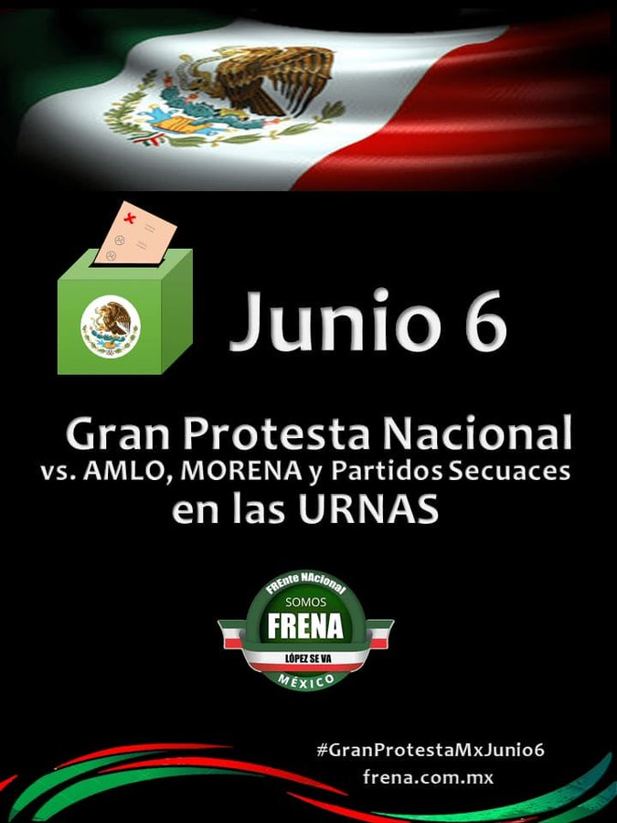 #GranProtestaMXjunio6 

Siguiendo la estrategia de Gene Sharp, ahora usaremos una de las herramientas ciudadanas de las 198 que tenemos para SACAR A #AMLOcriminal.

A #FRENA nada lo frena  y este JUNIO6 vamos todos los mexicanos a protestar en LAS URNAS.

#SomosMexico.