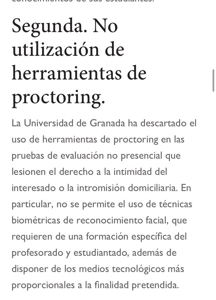 clairelpz's tweet photo. @ainoa_mp @UNIRuniversidad La UGR descartó en 2020 el uso de herramientas de proctoring en las pruebas de evaluación. https://t.co/nl1dFsClwR #INDIGNACIONUNIR https://t.co/7dawEQLft7