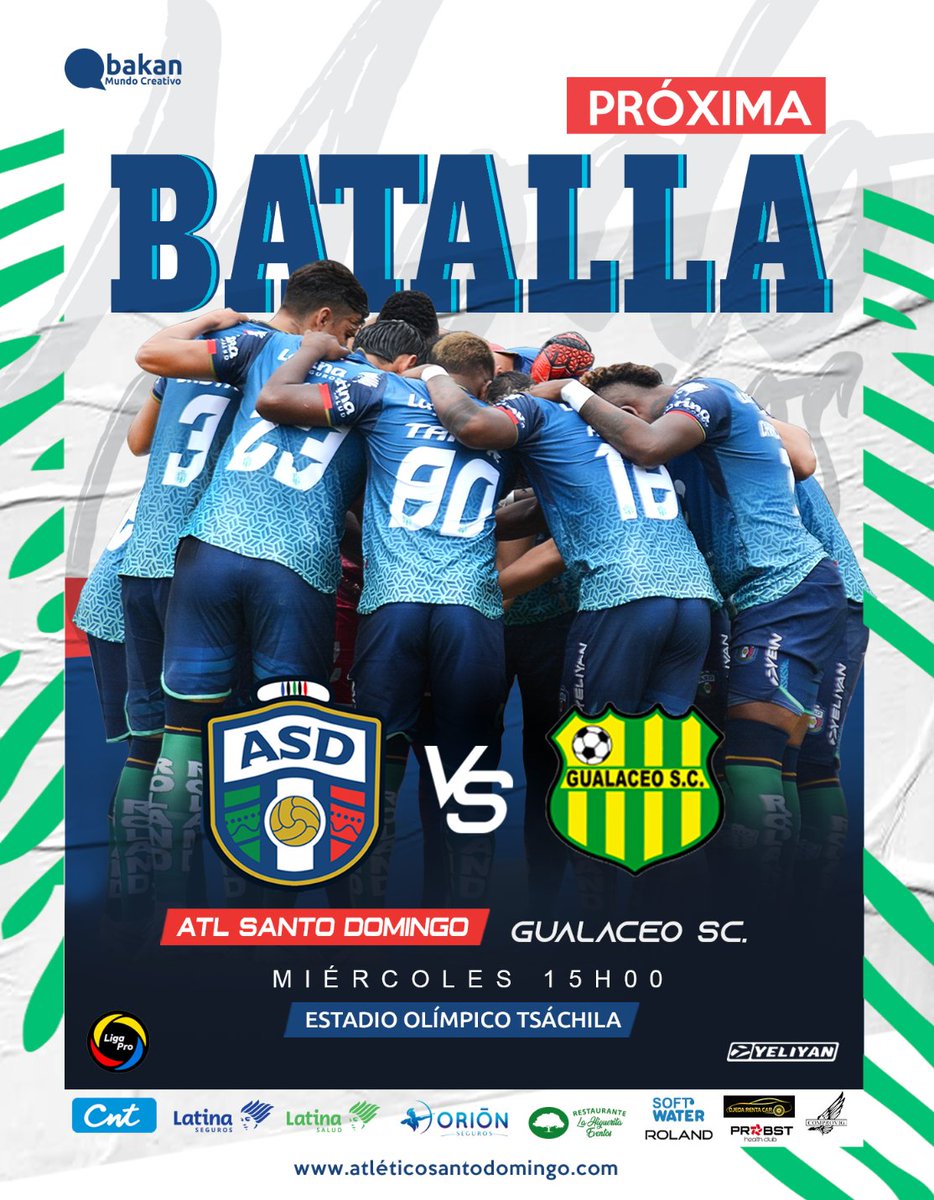 CDASantoDomingo's tweet photo. #Qbakan se viene un #MiércolesDeBATALLA en casa🛡
#LigaProBetcris #serieb2021 #Fecha6
.
🗓21 de Abril de 2021
@CDASantoDomingo 🆚️ @Gualaceo_sc
⏰ 15h00
🏟 Estadio Olímpico Tsáchila
#modoguerrero
#CNT #latinaSalud #latinaseguros #Roalnd #orionseguros #MB1 #gymprobst https://t.co/NGaJfDasHH