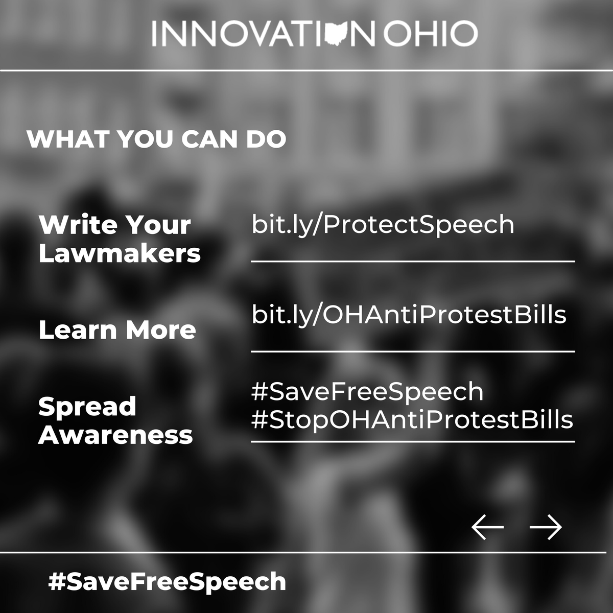 innovationohio's tweet photo. #Ohio's Republican Statehouse #supermajority is moving 4 bills to END PEACEFUL PROTESTS.
Sign up to fight back: https://t.co/VR1cNCsedr
#SaveFreeSpeech #FirstAmendment #1a #BlackLivesMatter https://t.co/iZFB4TtzKL