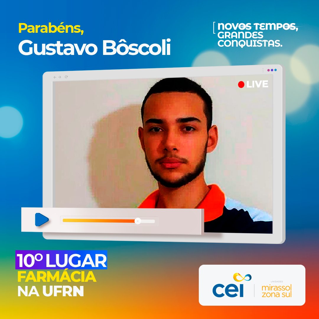 CeiZonaSul's tweet photo. Parabéns, Gustavo! Ficamos muito felizes com a sua aprovação em Farmácia. 🧡💙 Você é fera! https://t.co/kUcQPd5rUC