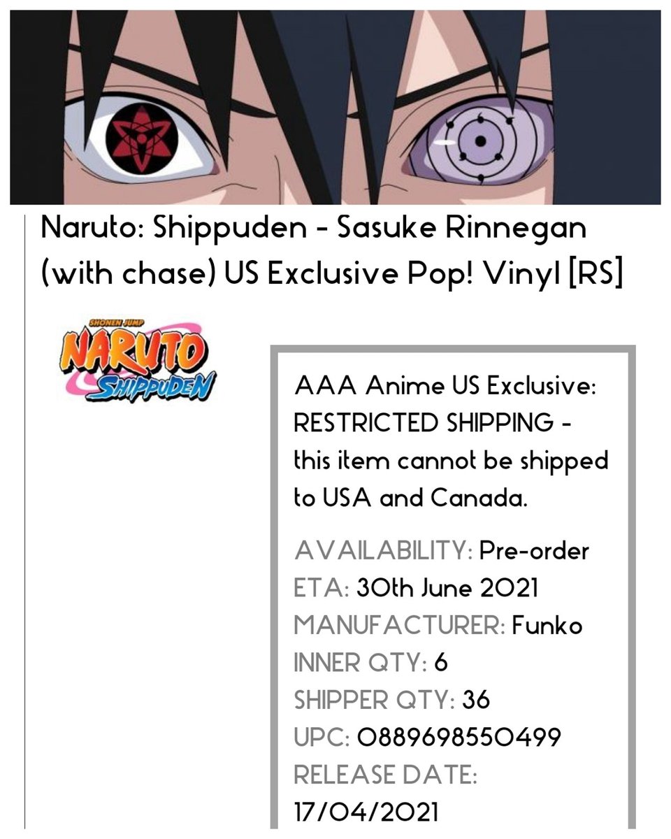 Aaa Anime Funko Sasuke / Archonia On Twitter Aaa Anime Exclusive Reveal Sasuke W Rinnegan Open