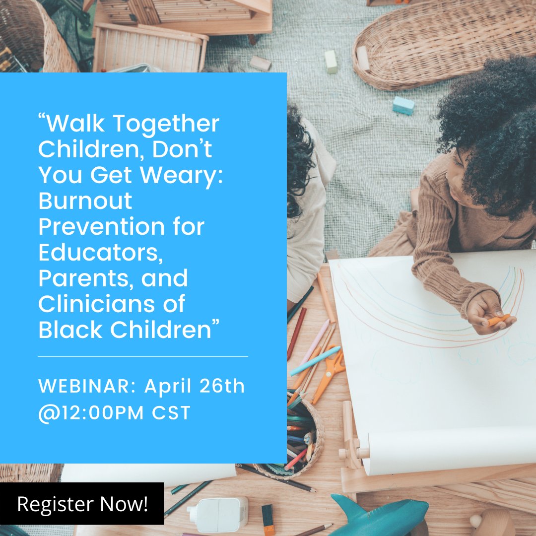 crestsprogram's tweet photo. Happy Friday! Make sure to register for our upcoming webinar on Monday, April 26th @ 12:00pm CST/1:00pm EST
Join us for an engaging webinar focusing on the cumulative effects of COVID-19 and systemic racism for Black children and their families.
#webinar #crestsprogram https://t.co/zZs7yRc55L