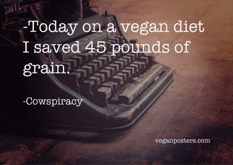 Today on a vegan diet I saved 45 pounds of grain. - Cowspiracy #vegan