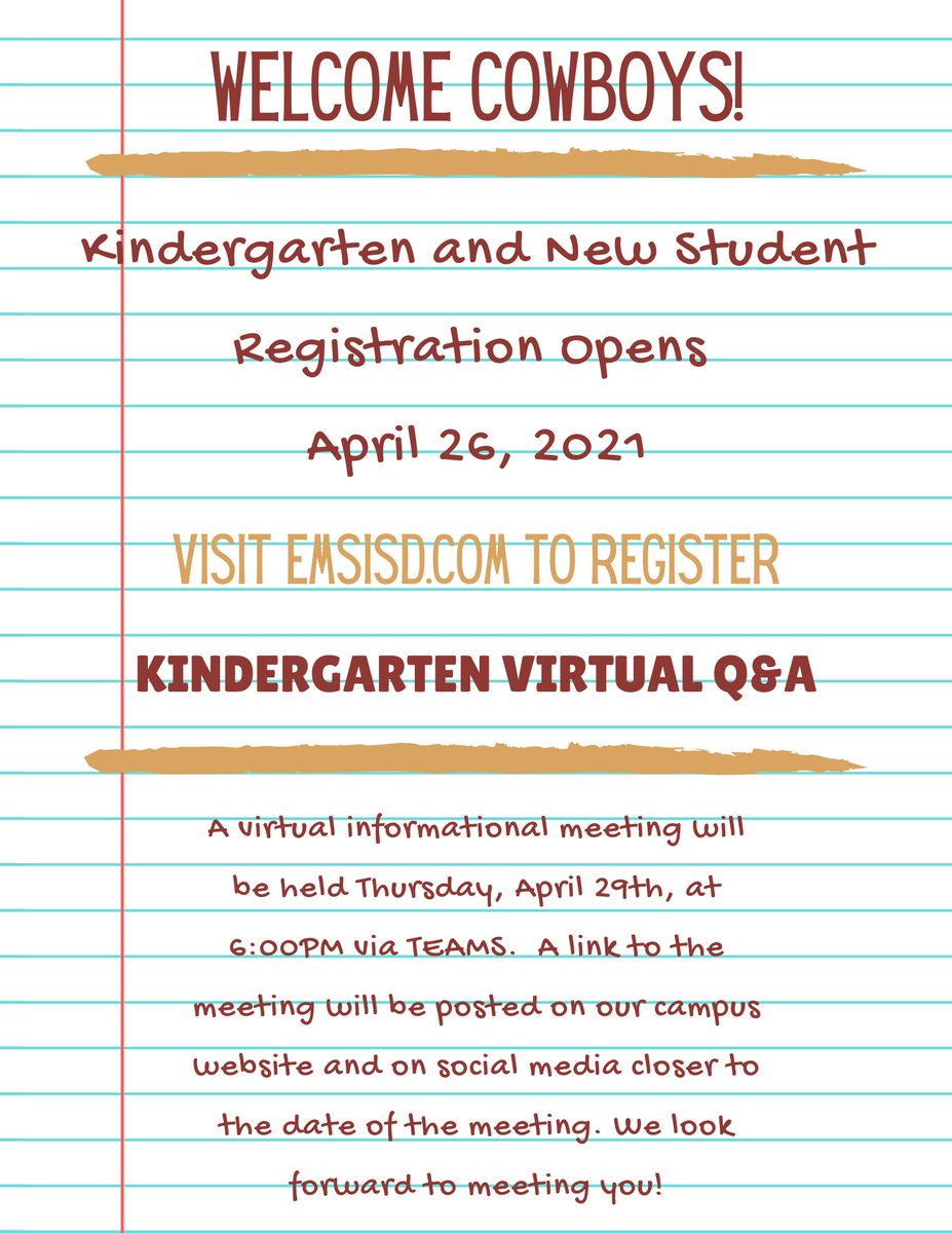 Attention Incoming Kindergarten Families!

#CopperCreekCowboys