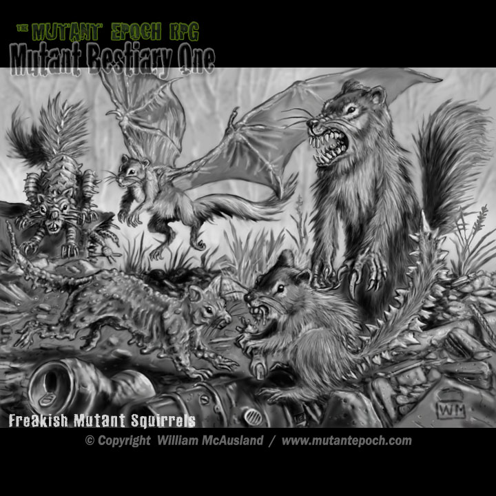 mutantlord's tweet photo. Freakish Mutant Squirrels
Large, unpredictable, and always mutated, this strain of squirrel is most commonly found among the ruins of ancient cities.

https://t.co/B2HBnfvlrz
#squirrel #squirrels #RPG #ttrpg #bestiary #creature #mutantepoch #postapocalyptic #outlandsystem #scifi https://t.co/jAWo9b8Ygr