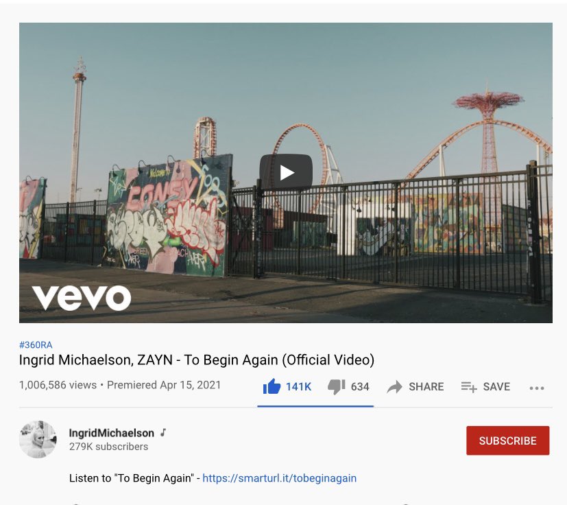 ZaynReport's tweet photo. #ToBeginAgainMV has surpassed 1 million views🎉

Make sure to give the video a like &amp; leave a comment for Ingrid and Zayn!

https://t.co/VxzFC8eiLN https://t.co/slwc4qTaaS