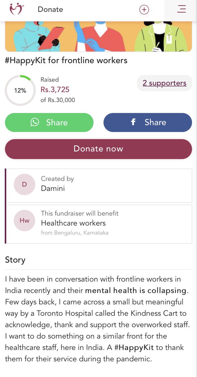 DammitDamini's tweet photo. This is the first time I’ve started a fundraiser. But hey! This is for a super important cause.
#MentalHealth of Frontline Workers🌸 // Please come forward, donate, RT and share. A couple of hundreds from you will help bring a smile on their faces
Read: https://t.co/LzskaIcMra https://t.co/cd9XrvbG8c