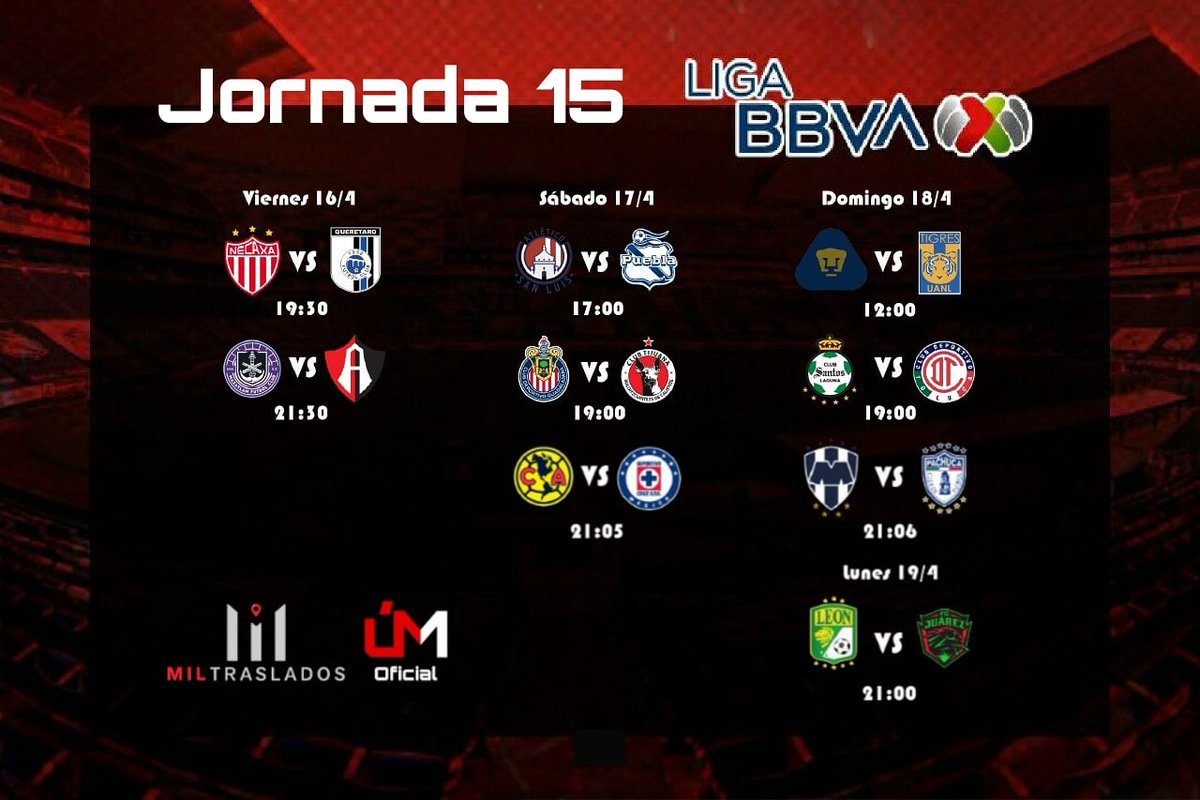 UltimoMinuto_Of's tweet photo. ¡Llegó la Jornada 15 de la Liga MX! 😍⚽🇲🇽

El Puebla de la Franja busca continuar con el buen paso, mientras que Cruz Azul y América se medirán en un partidazo que definirá al líder de la liga MX. 

#UltimoMinuto 
#ContigoATodasPartes https://t.co/2EU5Y5ScIf