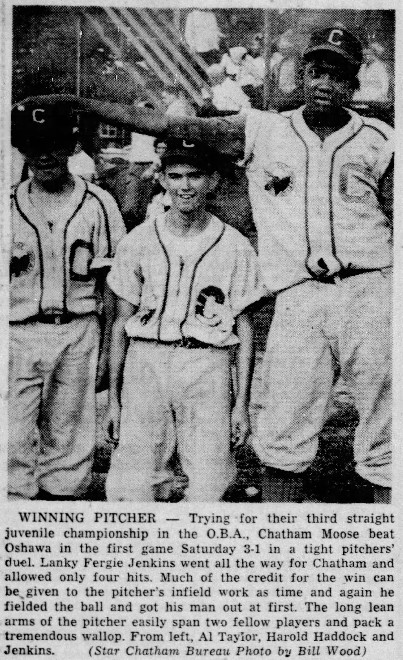 FJMuseum's tweet photo. Winning Pitcher- Trying for their third straight juvenile championship in the Ontario Baseball Association(OBA), Chatham (Fergie's Home Town)  Moose beat Oshawa (a City east of Toronto, Ontario in the first game Saturday 3-1 in a tight pitchers duel. https://t.co/NvyLbgIdWv