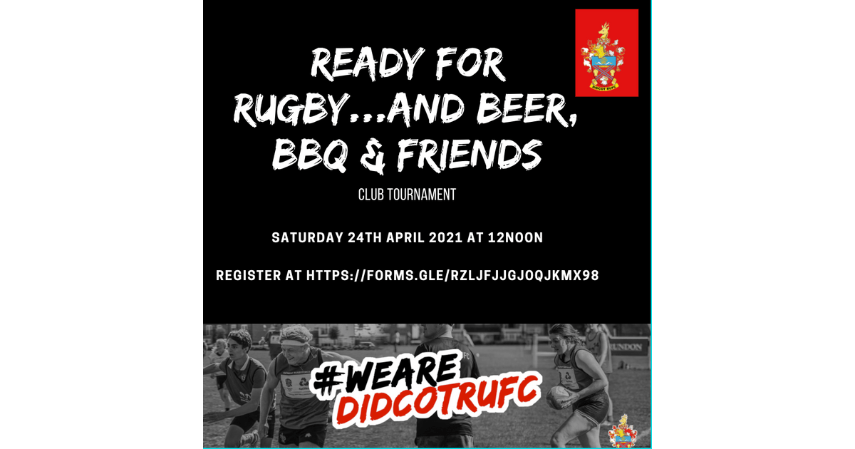 DidcotRUFC's tweet photo. Rugby, Beer and BBQ -  Ready for Rugby 24th April at 12noon
https://t.co/SYDm6MlduF https://t.co/E5wKnkKmtz