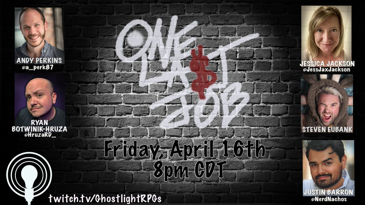 ghostlightrpgs's tweet image. The final job begins in 30 minutes! Don't miss out on the laughs!

#onelastjob #ghostlightrpgs #GRPGs #roleplay