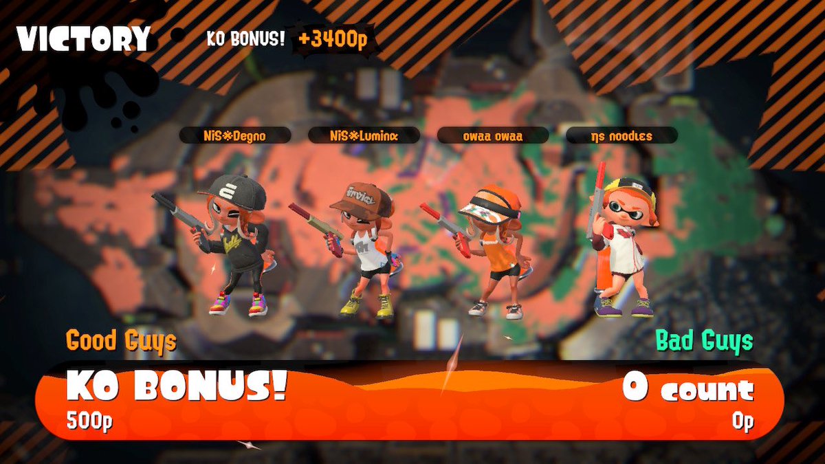 heartoflumina's tweet photo. Quad nzap was beautiful w/ @Degno__ @Spicy2573 @SplNoodles  #bestcomp #splatoon2 https://t.co/hTBbL5Mi7n