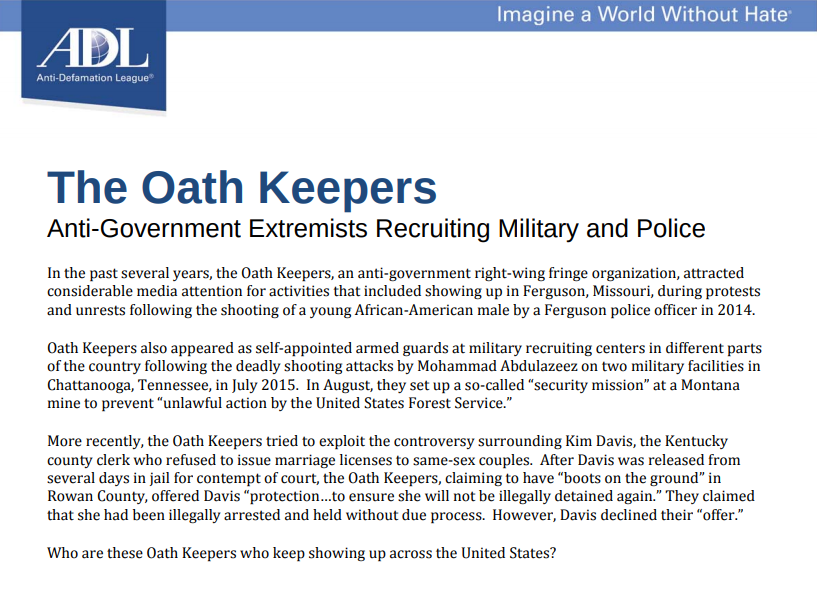 gal_suburban's tweet photo. This may provide some background. A 2015 Report by @ADL on the #OathKeepers /1

Link to report: https://t.co/PWNl3jXAa1 https://t.co/X0qdFMfmHn