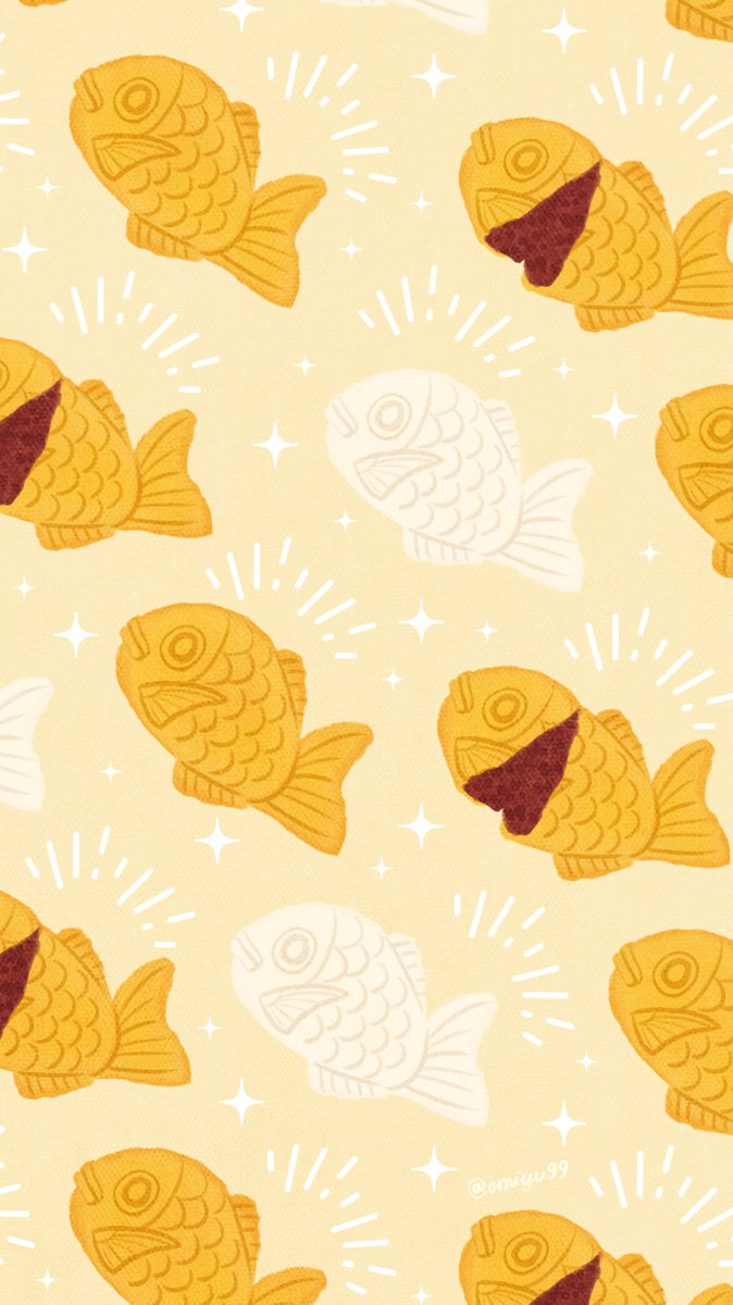 Omiyu お返事遅くなります 鯛焼きな壁紙 Illust Illustration 壁紙 イラスト Iphone壁紙 たい焼き 鯛焼き 食べ物 Taiyaki