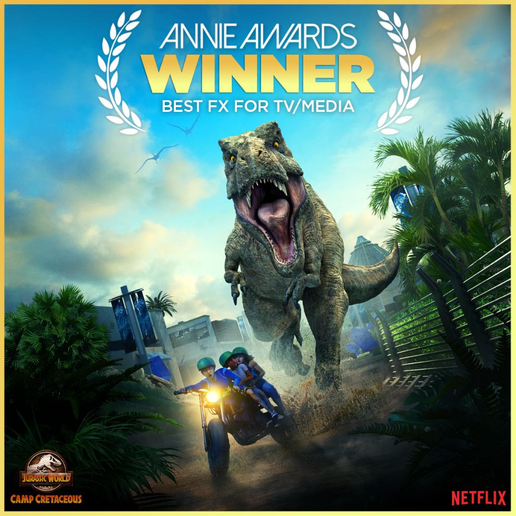 Congratulations to Jurassic World Camp Cretaceous for winning the Annie Award for Best Animated Effects, TV! 🎉✨