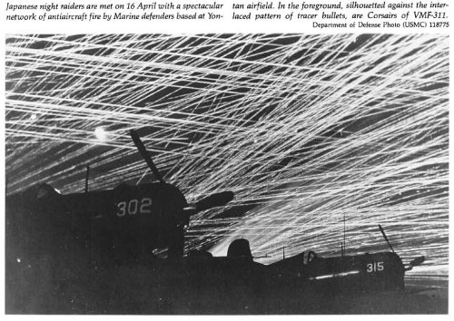 While this did not stop US Navy 20mm gunners from blazing away at anything that flew up to 25,000 feet, and incidentally, letting you read USMC fighter numbers at night by the light of tracer fire at Yontan air field.73/