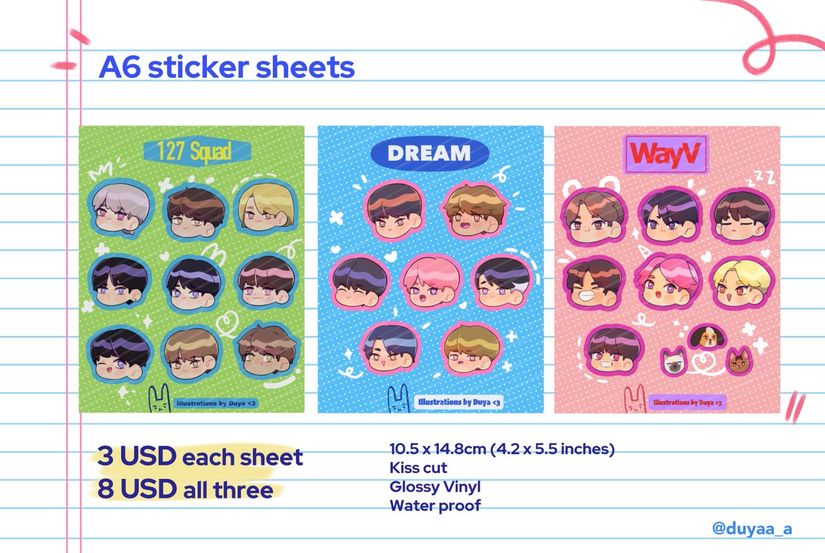  NCT 127, NCT Dream and WayV Sticker sheets 