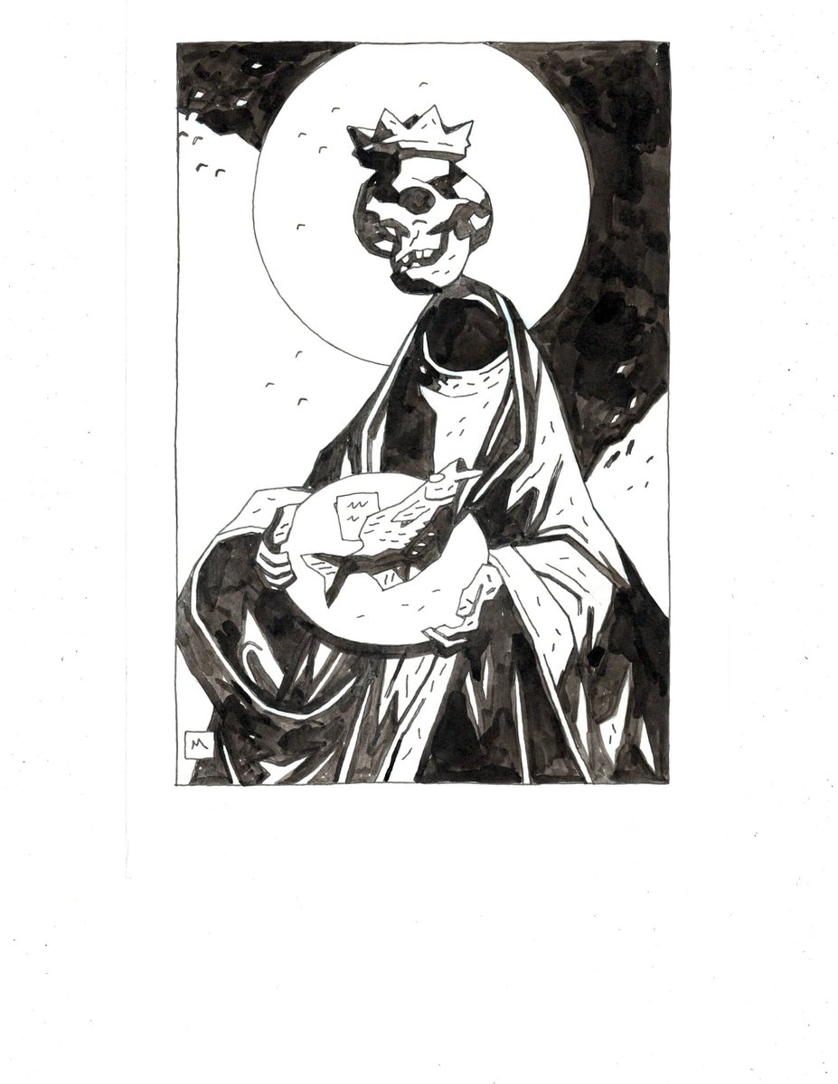 artofmmignola's tweet photo. Eventually I'll be able to post some of the stuff I'm currently working on but for now... Here's this sad looking guy and his fish. https://t.co/n08aYIppTj