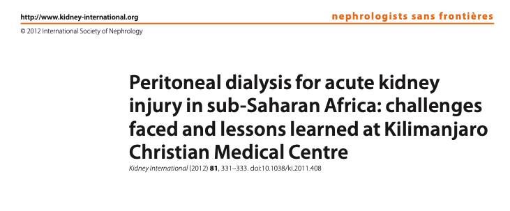 MedicineKCMC's tweet photo. #ProfilesAtKCMC | Peritoneal dialysis for acute kidney injury in sub-Saharan Africa: challenges faced and lessons learned at Kilimanjaro Christian Medical Centre.

ARTICLE : https://t.co/chbtpIDRhq

Published at @Kidney_Int 
#ResearchKCMC https://t.co/CV9fG1Q0Hx