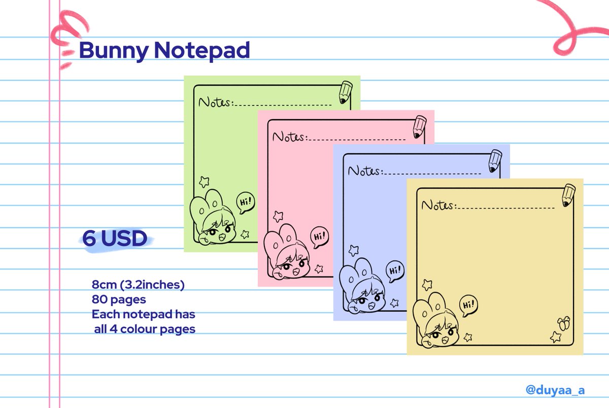 Bunny Notepad  Dotae Keychain 