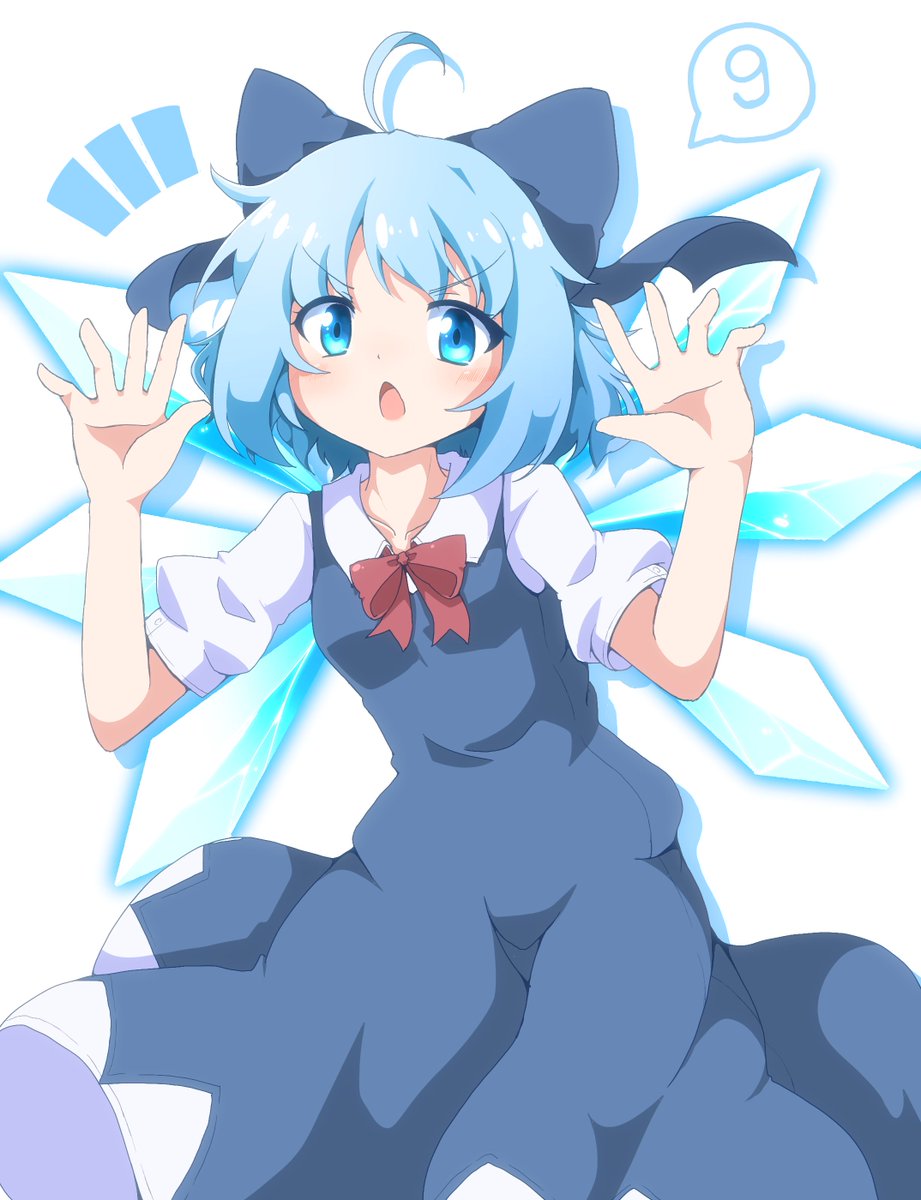 cirno 1girl solo blue hair wings blue eyes bow dress  illustration images