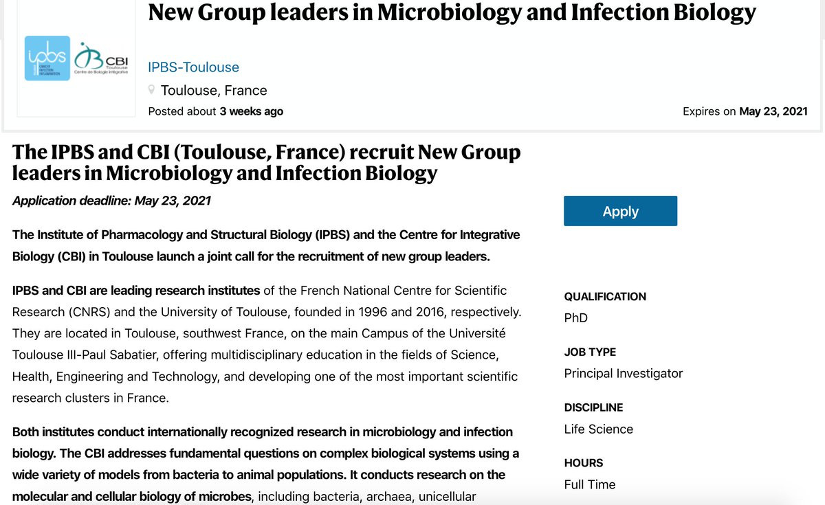New Group Leader call <a href="/CbiToulouse/">CBI Toulouse</a> nature.com/naturecareers/…