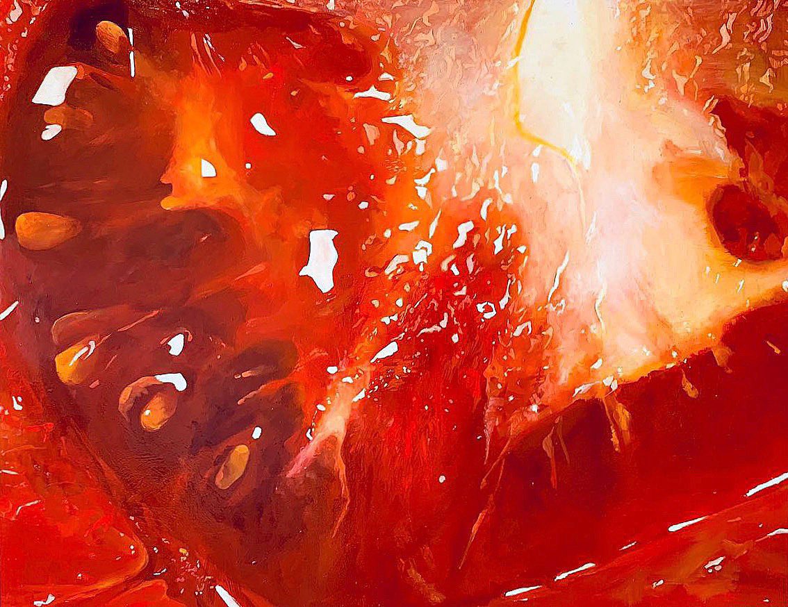 𝒀𝒂𝒔 V Twitter 絵の具で描いたトマトの絵