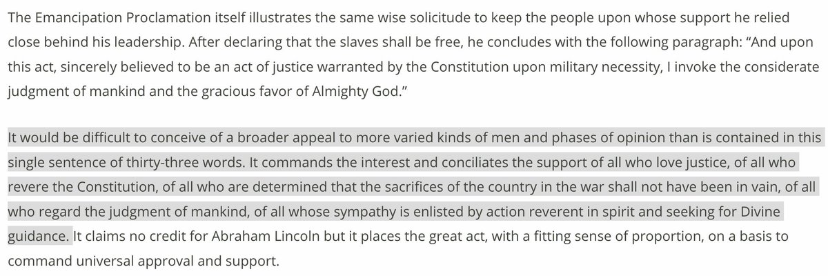 Very insightful 1920 speech on Lincoln& #39;s political skill, given by Elihu Root, whose own biography is quite impressive.  https://teachingamericanhistory.org/library/d...