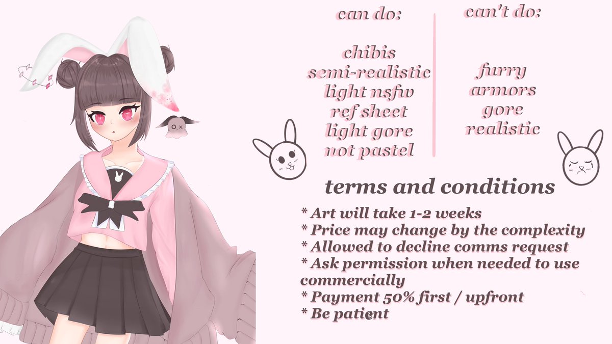 *̩̩̥*̩̩̥ ୨୧Commissions♡ Open ୨୧ *̩̩̥*̩̩̥

Henlo! My name is Treesh and I am opening my commission to upgrade things I needed to make my art better! Will open 5-10 slots. ANY TYPE OF SUPPORT IS APPRECIATED!

#artph #commissionsopen #commissions 