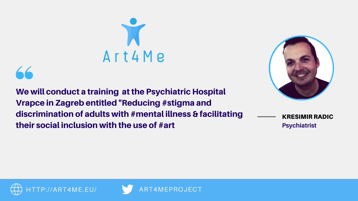 Art4Meproject's tweet photo. According to @kresimirr the 2022 training at the Psychiatric Hospital Vrapce is entitled "Reducing #stigma and discrimination of adults with #mental illness and facilitating their social inclusion with the use of #art" https://t.co/bADjyzYn2J
