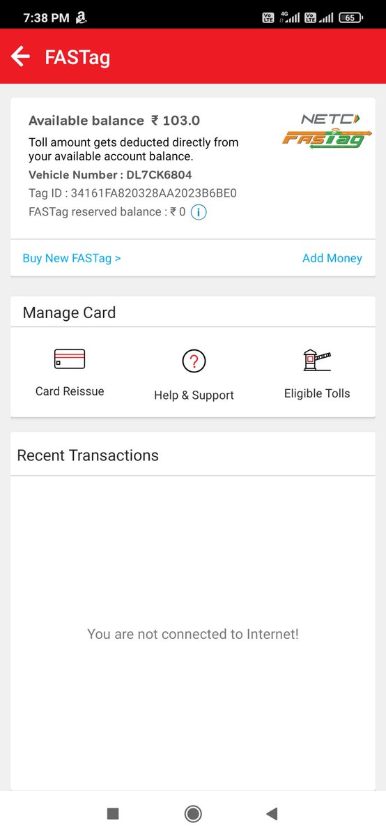 vikas__baghel's tweet photo. @Airtel_Presence why my fasTag is not working. Pls check https://t.co/tTCnA5nT7z