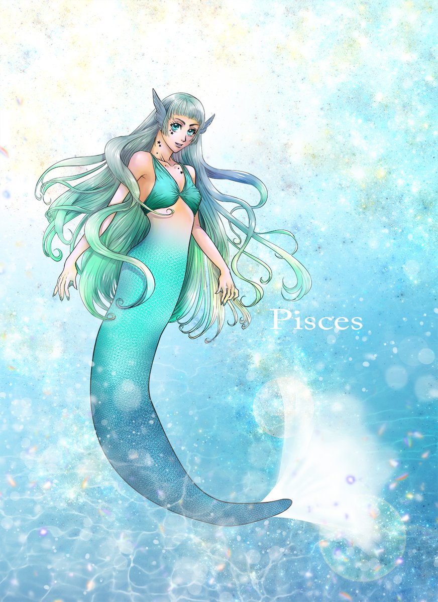 Midori 何か青いもの 絵描きさんと繋がりたい 星座イラスト 天秤座 魚座