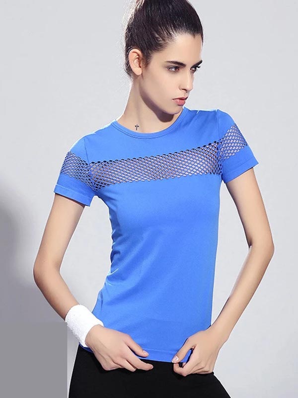 A company who fancies sports t shirt women chooses Ladies' short sleeve workout t-shirt cut and sewn breathable mesh yoga running fitness gym sports women's shirt. #sportstshirtwomen #sportst-shirtwomen