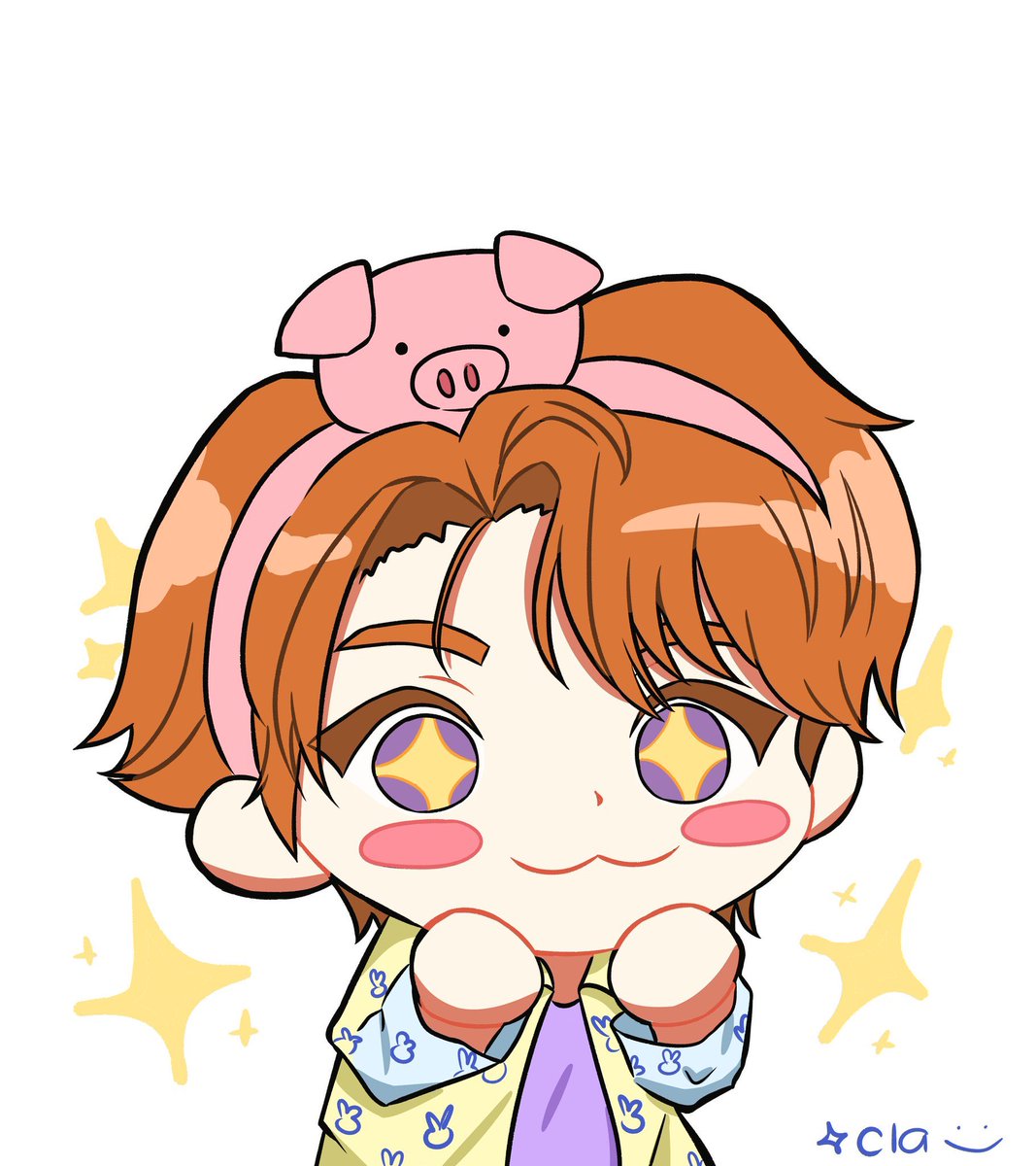 softhyeong's tweet image. drew mini yizhou with the piggy headband 👉🏼👈🏼

#LuoYizhou 
#罗一舟
#YouthWithYou3