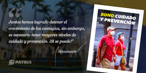 Continua la Entrega del Bono Cuidado y Prevención enviado por nuestro Pdte.<a href="/NicolasMaduro/">Nicolás Maduro</a> a través del Sistema <a href="/CarnetDLaPatria/">Carnet de la patria</a> La entrega tendrá lugar entre los días 16 al 23 de abril de 2021.

#DaleUnParaoALaCovid