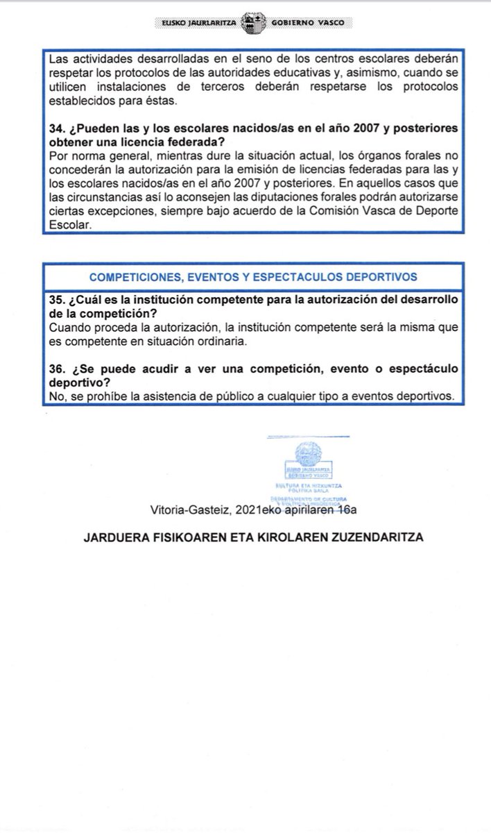 NOTA: 2/2 MODIFICACION DE LA MOVILIDAD EN CUANTO A DEPORTE FEDERADO
