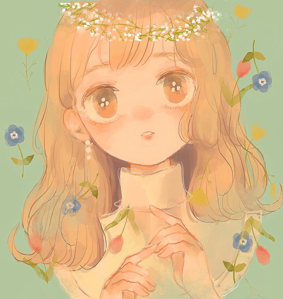 「Flower crown?︎

 #illustration 
 #イラスト 」|こよのイラスト