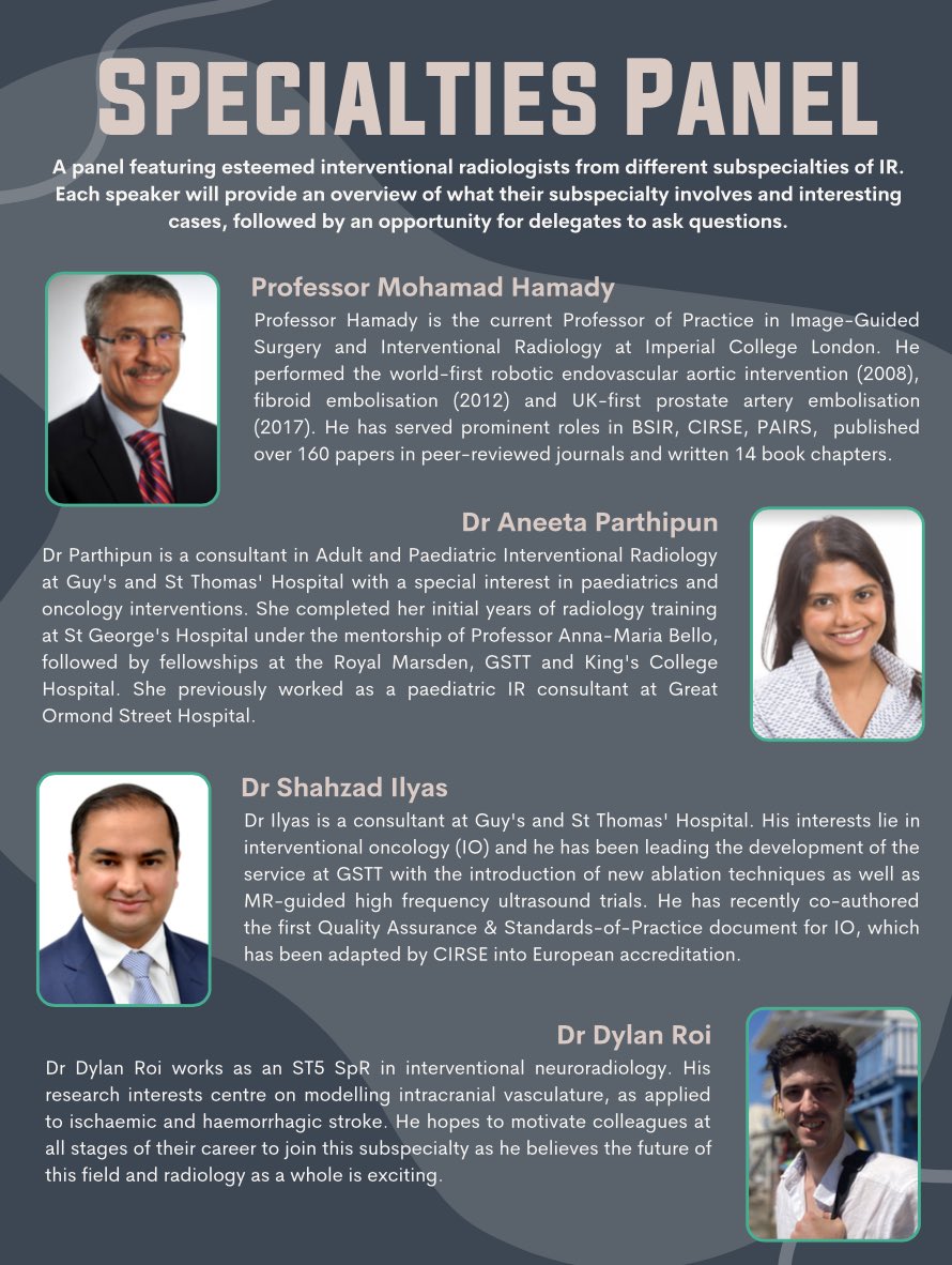 Time for our specialties panel! #InterventionalRadiology is so varied, we’re so lucky to have all our wonderful speakers to give us insight at #iRUS2021