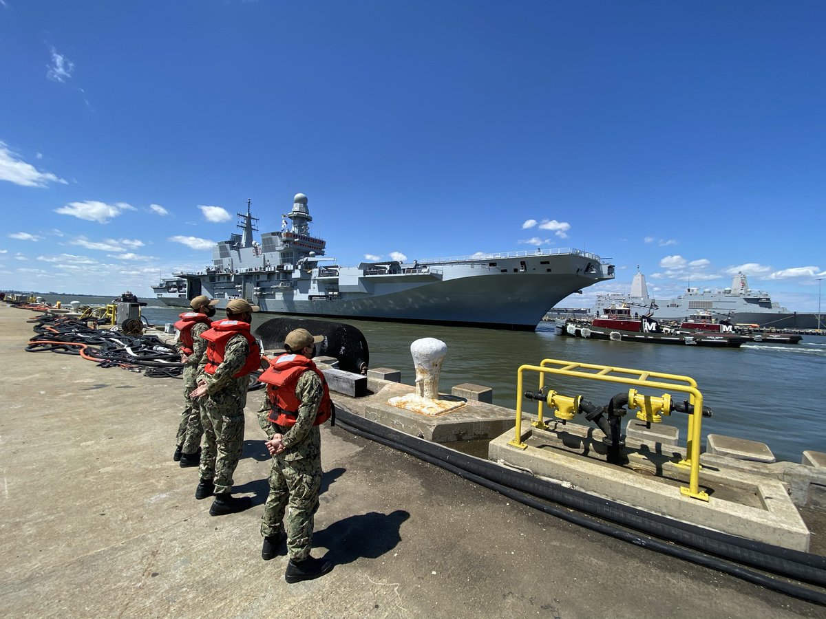 ItalianNavy's tweet photo. #16april 2021 ITS Cavour leaves @NavalNorfolk and starts her journey back to Italy, marking the end of the Italian Navy aircraft carrier #ReadyForOperations Campaign, carried out in cooperation with the @USNavy and @USMC, which led to the certification for #F35B
#NoiSiamolaMarina https://t.co/EdymhXNtOU