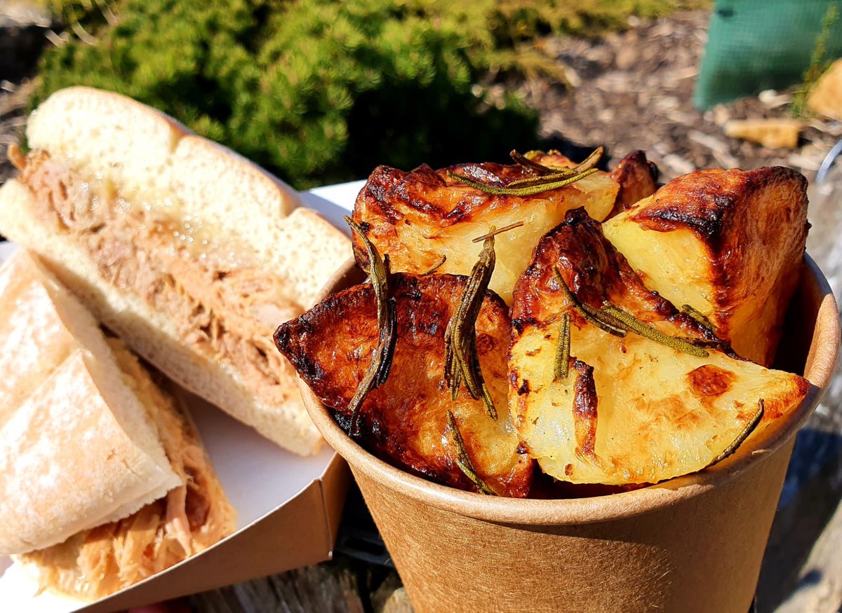 Today ‘Outback’ we have our famous Pulled Pork Baps and why not pick yourself up a pot of Roast Potatoes with Rosemary &amp; Garlic 
<a href="/BedgeburyP/">Bedgebury Pinetum - Forestry England</a> <a href="/ForestryEngland/">Forestry England</a> #hogroast #pulledpork #roastpotatoes #outandabout #takeaway #grabandgo #onthego #picoftheday #photooftheday #food