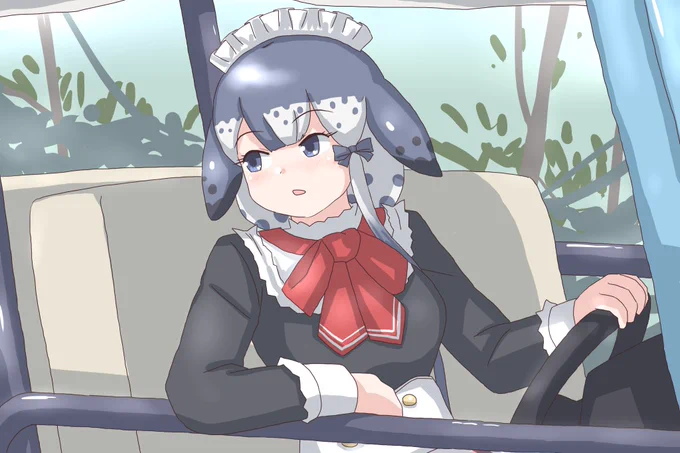 スタッフカーの車庫入れをする一角ちゃんです。 