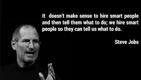 „It doesn‘t make sense to hire smart people and then tell them what to do; we hire smart people so they can tell us what to do.“ Steve Jobs

#Leadership #Hiring #HiringSmart #management #SteveJobs #Change